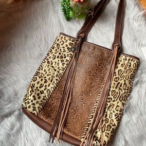 Myra Bag Leopard Print Cowhide Large Purse